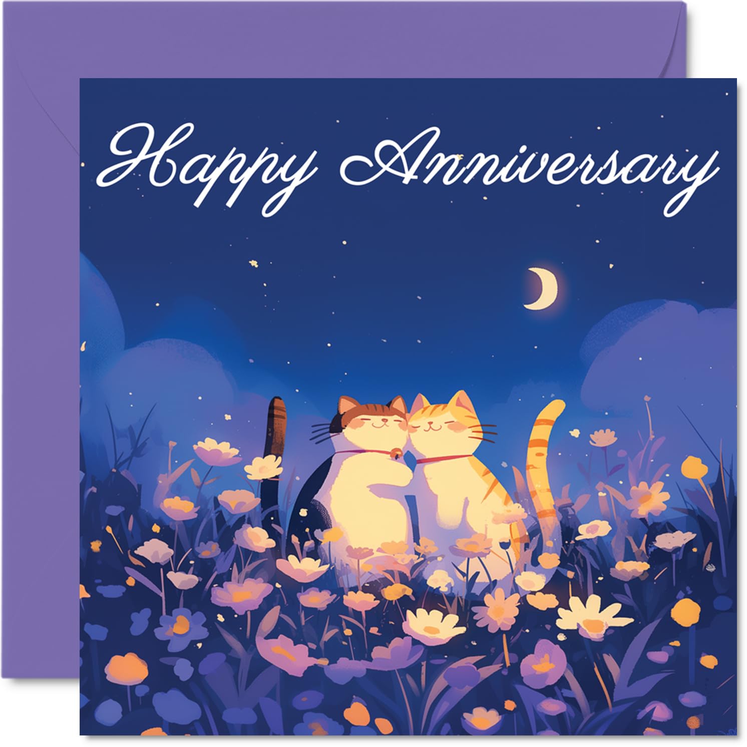 Cute Anniversary Card - Cats in Love - Romantic Happy Anniversary Card for Women Men, 145mm Sweet I Love You Anniversaries Greeting Cards