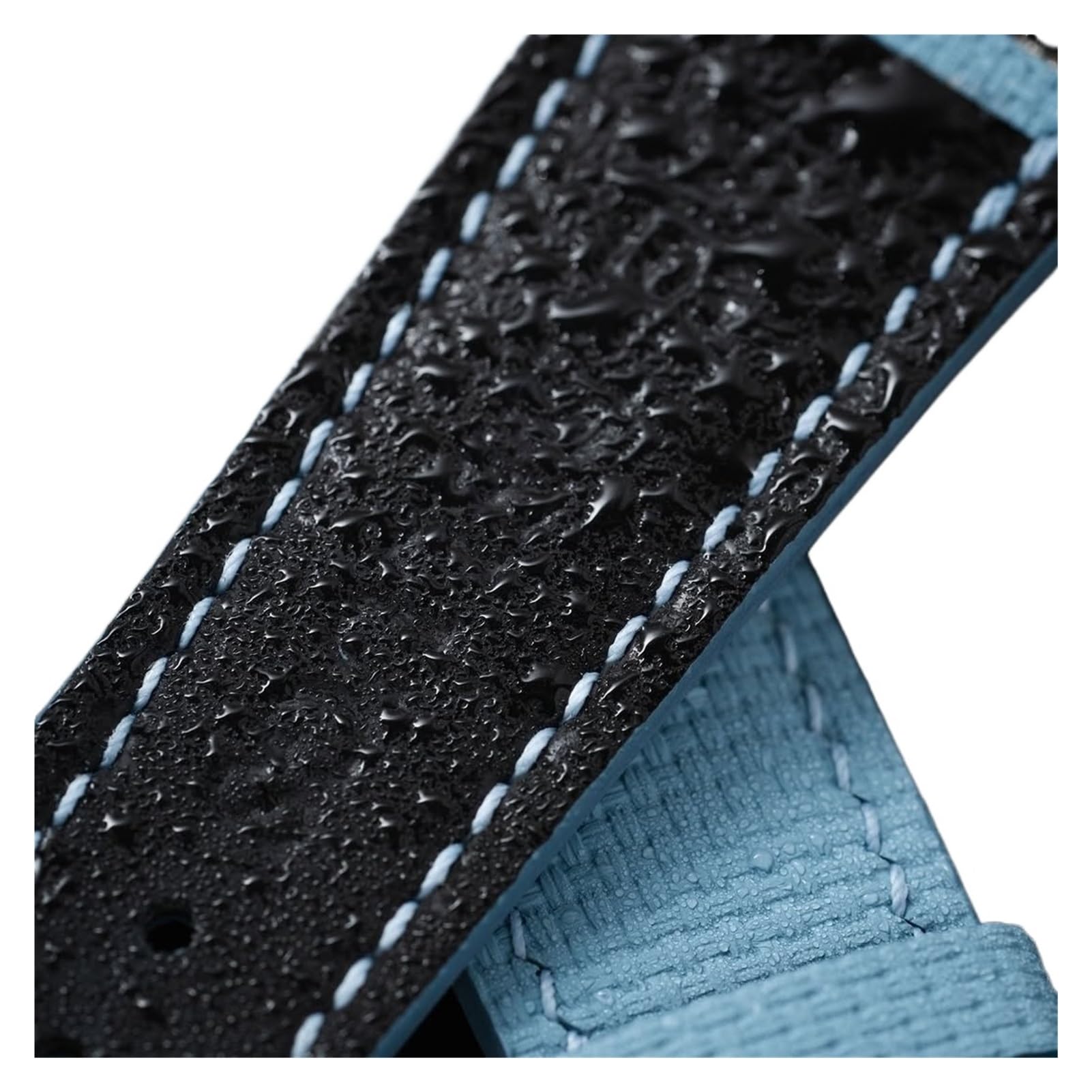 Genérico Correa de reloj cuero y caucho FKM Sailcloth 20, 21 22mm Compatible con la correa Universal Rolex Grand Flat End