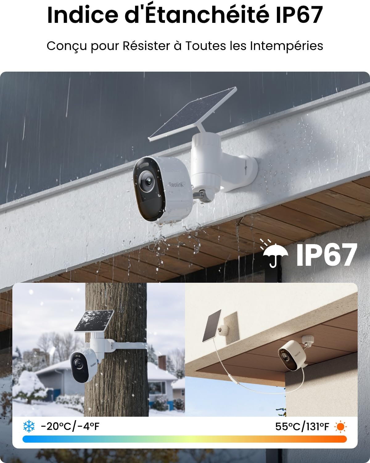 Reolink 3K 5MP Caméra Solaire, Vision Nocturne Couleur, Wi-FI 2.4/5GHz | Détection IA Personne/Véhicule/Animal, Batterie Rechargeable, sans Fil, IP67, Argus 3 Pro+Panneau Solaire Lite (Modèle 2026)