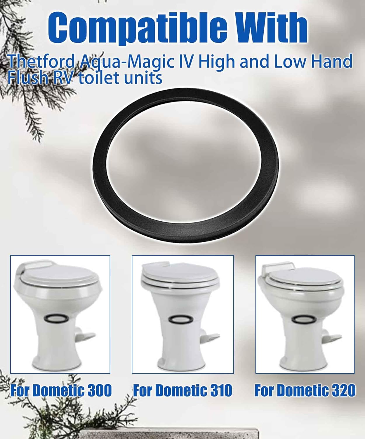 2PCS 33027 RV Toilet Seal Fits for Thetford Aqua-Magic IV High and Low Hand Flush RV Toilet Units,Replace Part #31684,12481 etc.High-Grade Rubber, Toilet Seal Parts Solve The Leakage Problem, 2 Pack