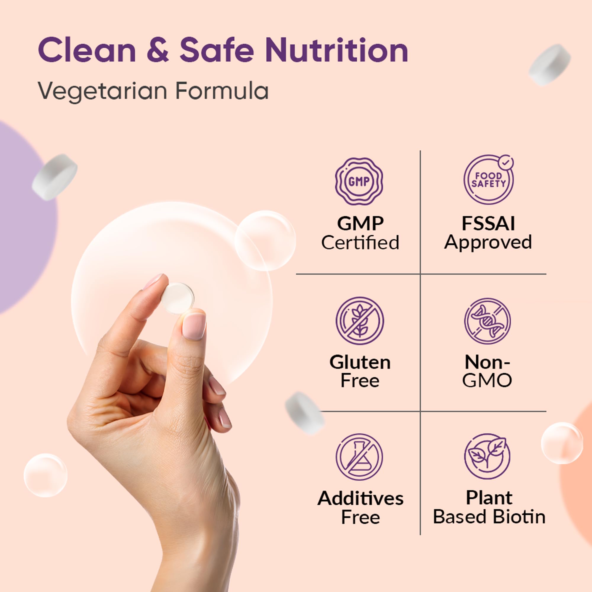 Ambrosial Biotin Tablets with Amla, Brahmi & Bamboo Extract | Plant-Based Biotin Supplement for Hair, Skin & Nails | Vegetarian Formula – 90 Tablets — Amazon image 3