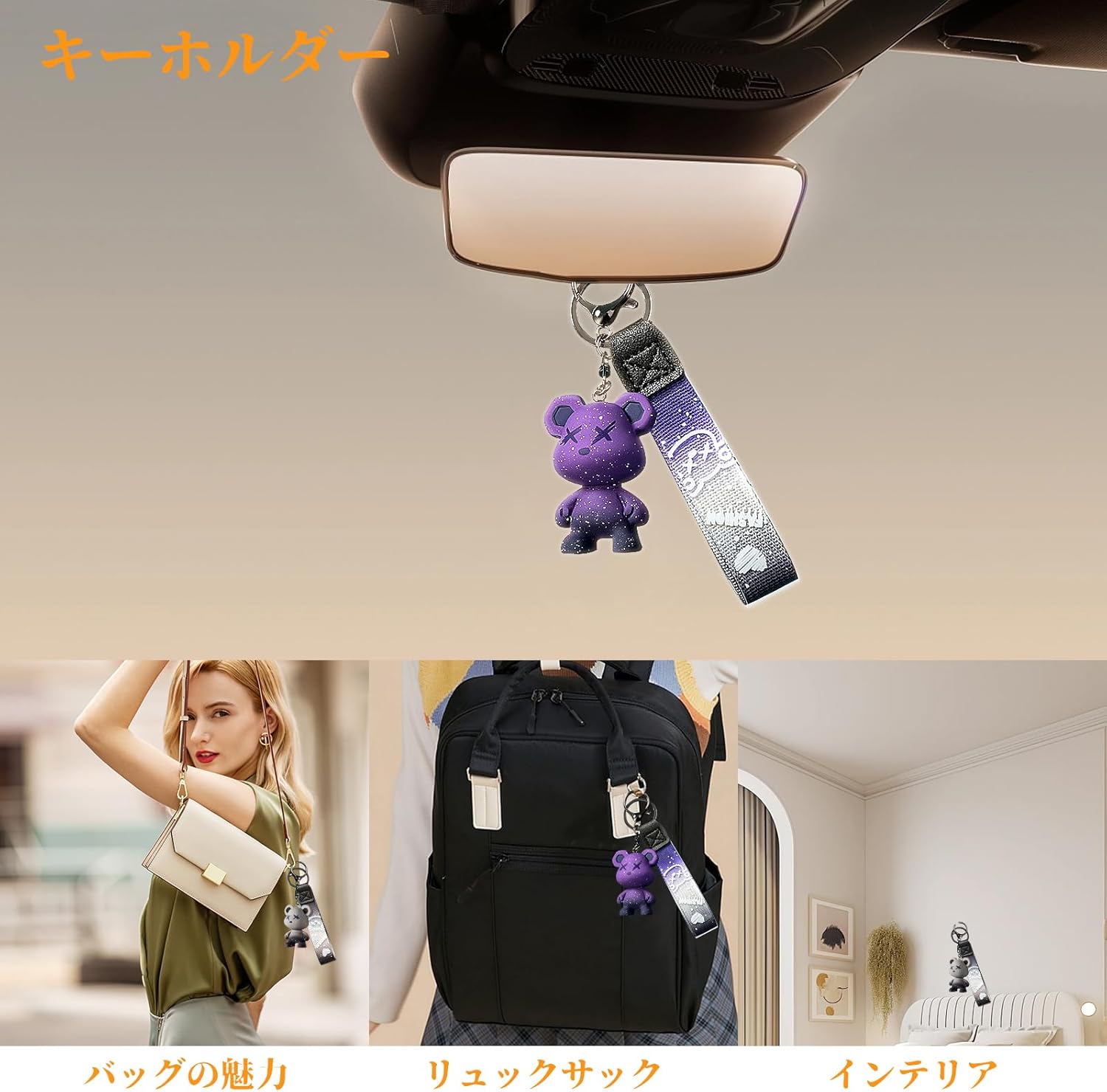 [ziyue] ロボット熊 ペア キーホルダー カップル グラデーション樹脂キーホルダー 2個セット キーリング 韓国 人気 メンズ レディース フレン お揃いキーホルダー バイク 車 鍵 キーチェーン