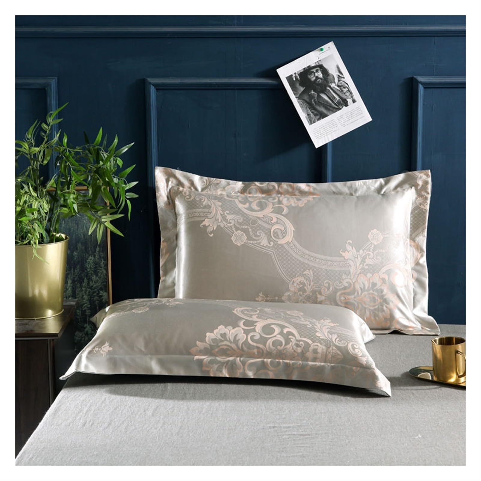 Federa in Seta Federa for Busta Jacquard di Lusso 48x74 cm Federa for Cuscino for Adulto Federa Decorativa in Raso(F 25,48x74cm 2PCS)