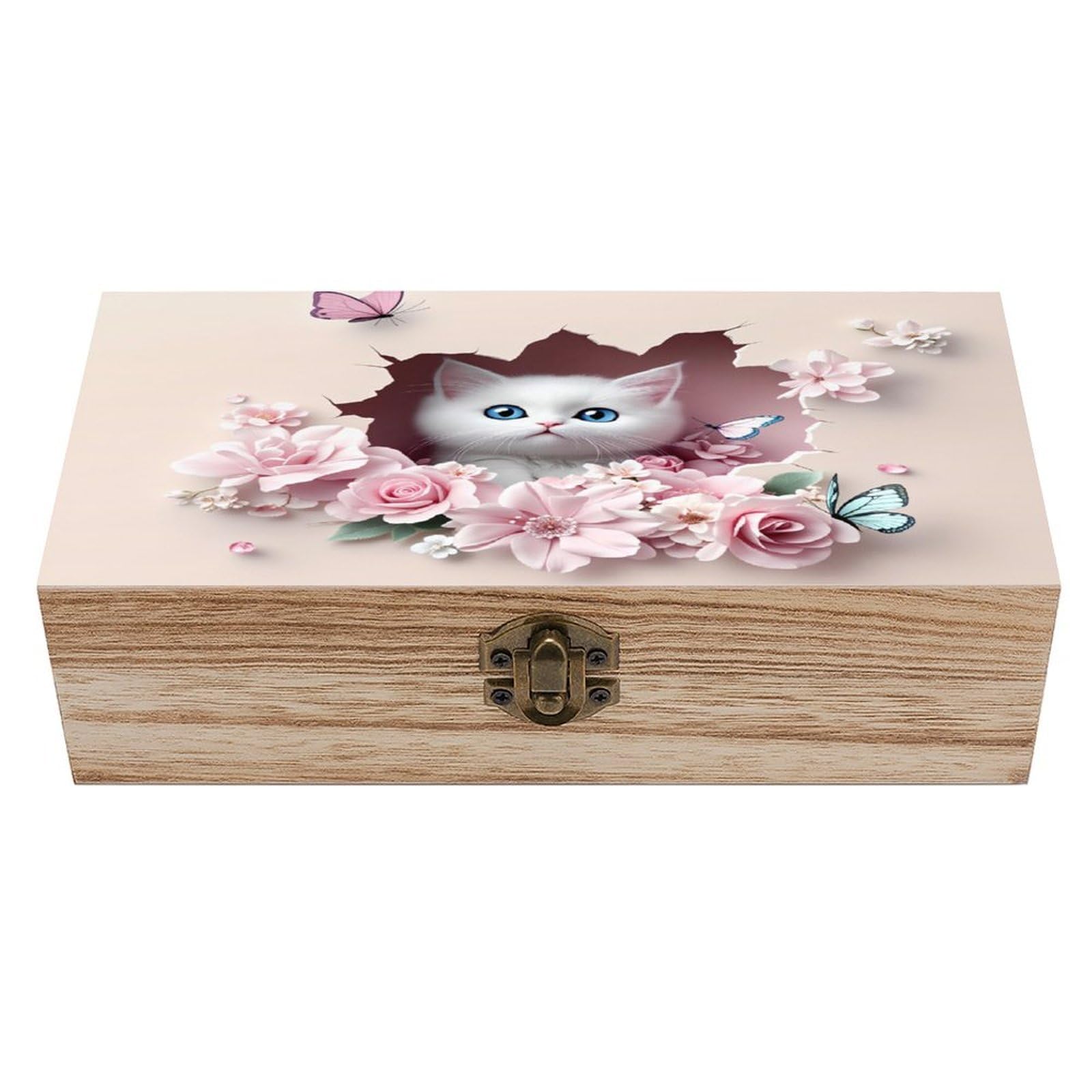 asbwuo Cat Vintage Wooden Keepsake Box