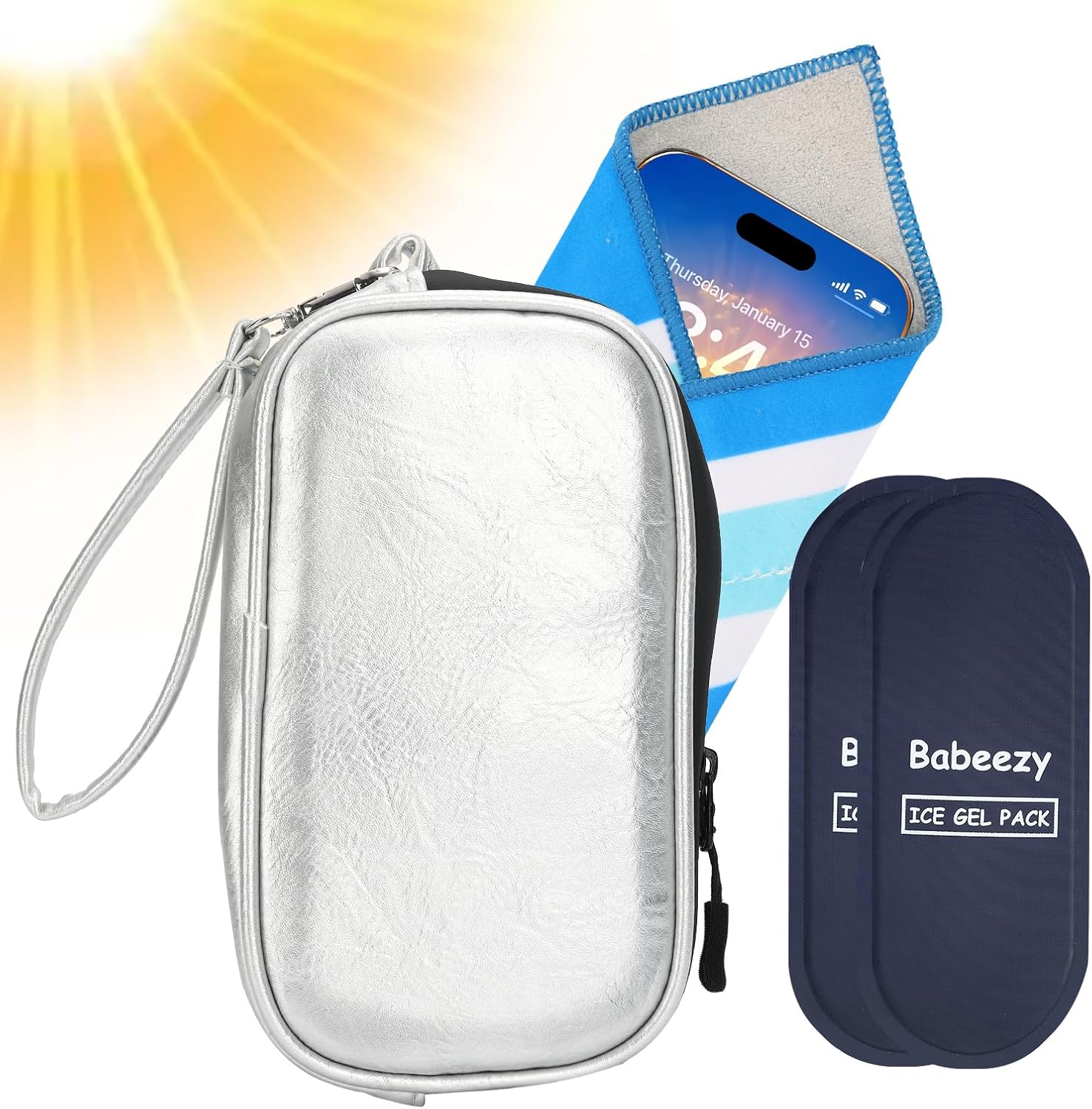 Thermal Phone Cooling Pouch for Beach & Pool iPhone Cooling Bag with 2 Reusable Gel Packs Prevent Overheating Phone Cooler Bag for Summer Heat