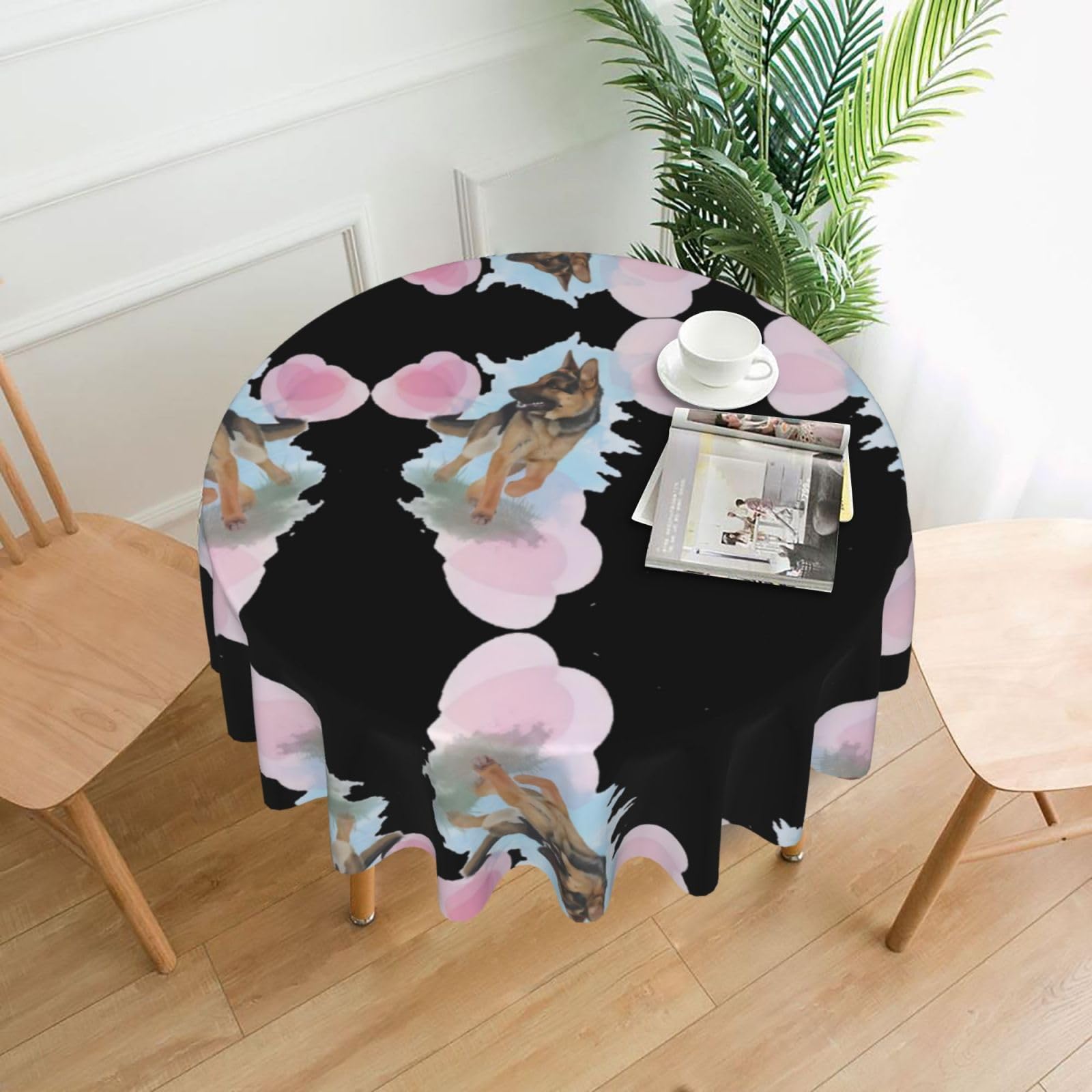 hhxvcv German Shepherd Dog Lovers Round Tablecloth – Dining Table Cover