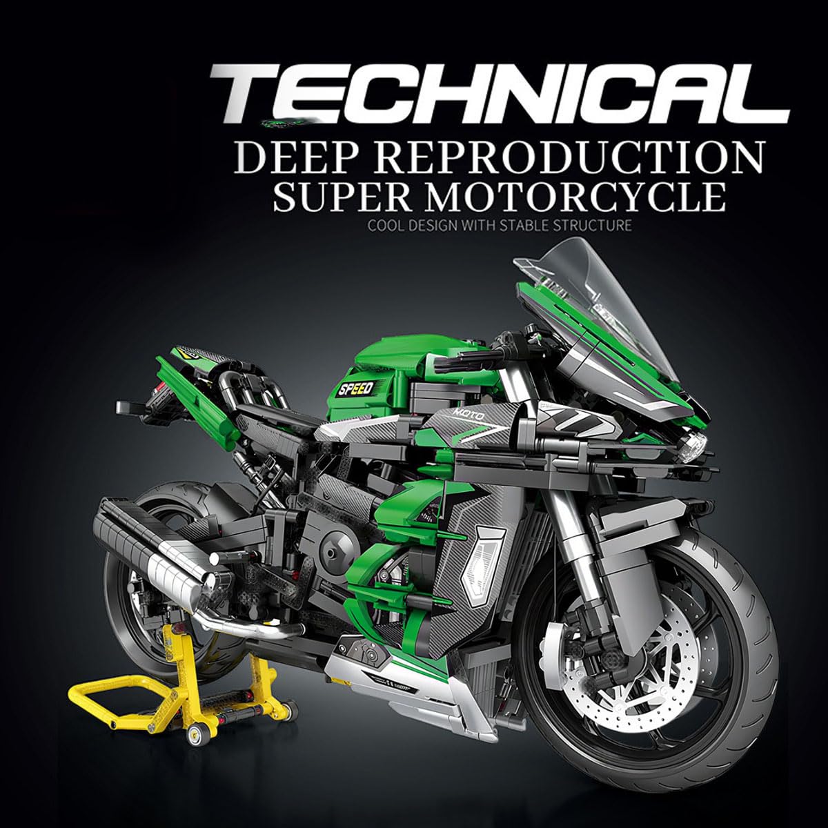 Technik Motorrad Bausteine für Kawasaki H2 SX SE, 2088 Teile 1:5 Klemmbausteine Technik Supermotorrad, Technik Rennen Motorrad Konstruktionsspielzeug, Geschenk für Erwachsene und Teenager Weihnachten