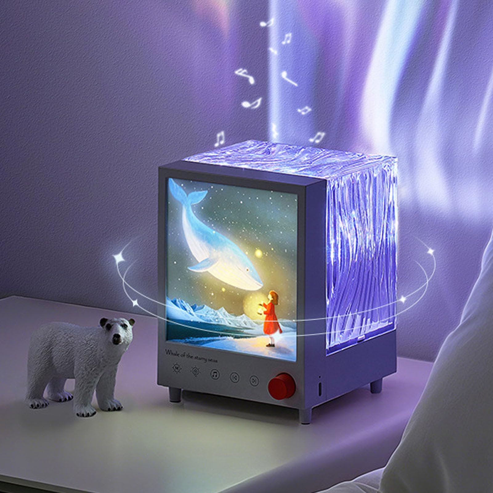Jiawu Altoparlante Bluetooth con Luce di Proiezione Ambientale con Rumore Bianco per il Relax della Camera da Letto e dei Regali per le vacanze. Bianco