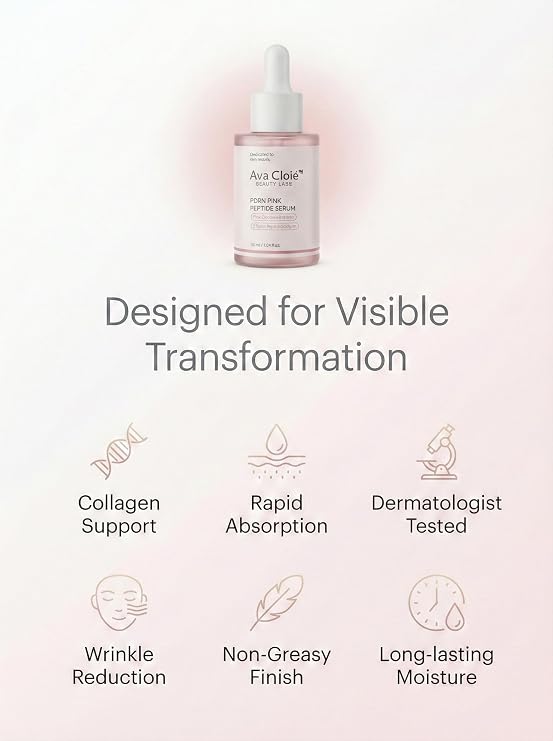 Ava Cloie PDRN Pink Peptide Serum 1% Sodium DNA | Korean Face Serum with Peptides, Niacinamide & Ceramide | Hydration + Even Tone | 30 ml