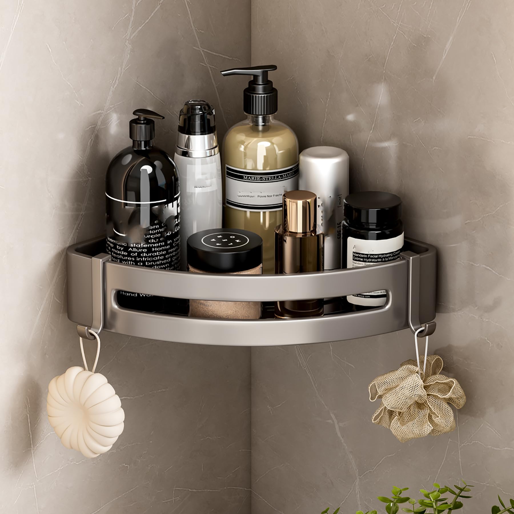 SRURLLUG Corner Shower Caddy Adhesive Bathroom Organizers No Drilling Storage Rustproof Shower Shelves Wall-Mounted Shower Holder Kitchen Organizers