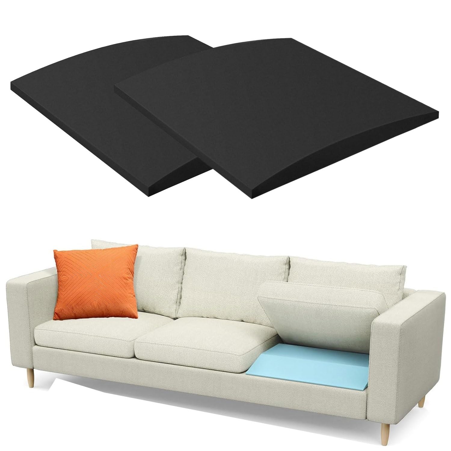 Coussin de support canapé 50x50 insert de siège mousse haute densité 45D pour chaise affaissée 2pcs