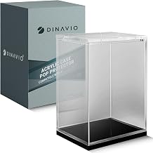 Dinavio Crafthouse Funko Pop Protector - Acrylic Display Case - Sturdy Stackable Design - 4mm Case for 4" Vinyl Figures - Black Base