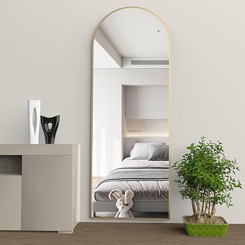 Miniatura 9 de Espejo arqueado de longitud completa de 64 x 21 pulgadas, espejo independiente montado en la pared, espejo de marco de aluminio, espejo moderno