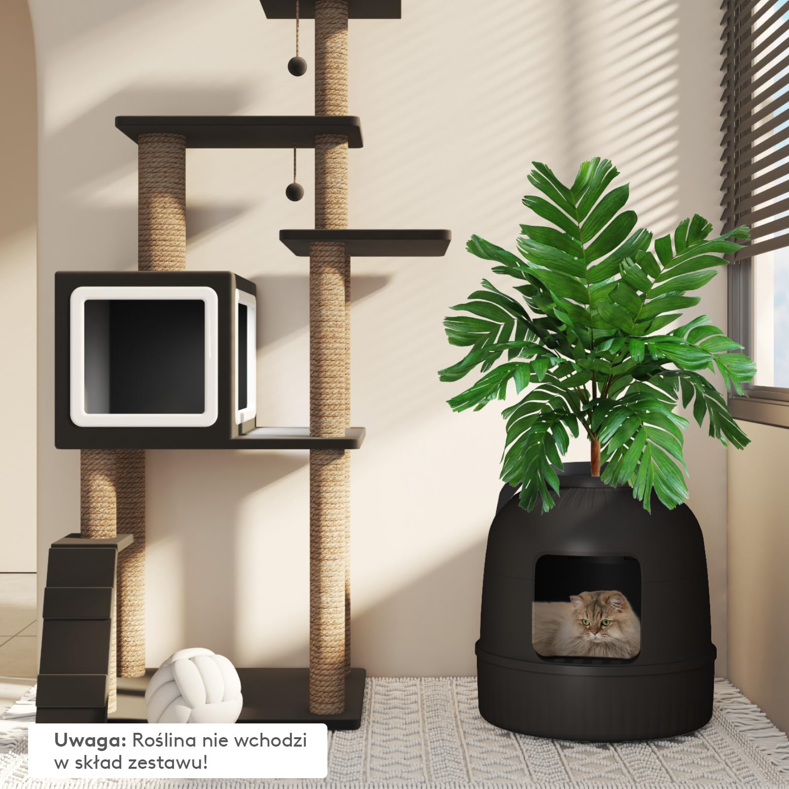 Lifewit Kuweta dla kota ukryta z szuflą i zdejmowaną górą, kuweta XXL z kontrolą zapachu i filtrem węglowym, do salonu, sypialni, narożna, 48 x 50 cm, 19 x 20 cm, czarna, bez roślin