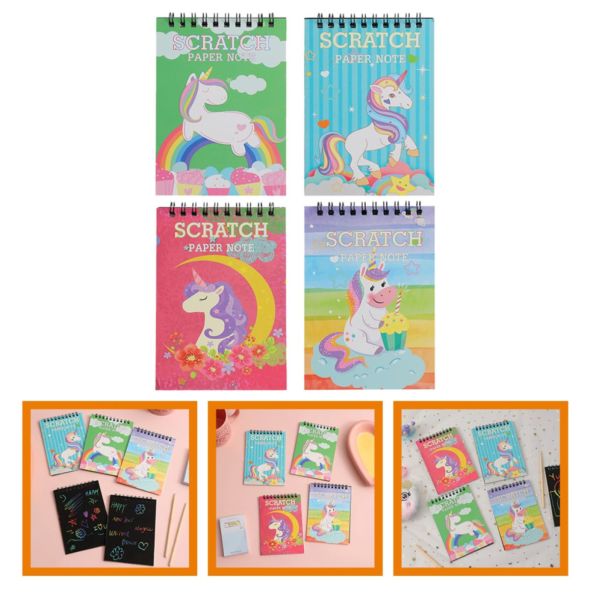 ARTIBETTER 5 Sätze Scratch Bilderbuch Kinderhandwerk Kinderspielzeug Hoch Rubbelkarten Für Für Kleinkind Zeichnen Notizbuch Kratzpads Bunt Papier 4 Stück * 5