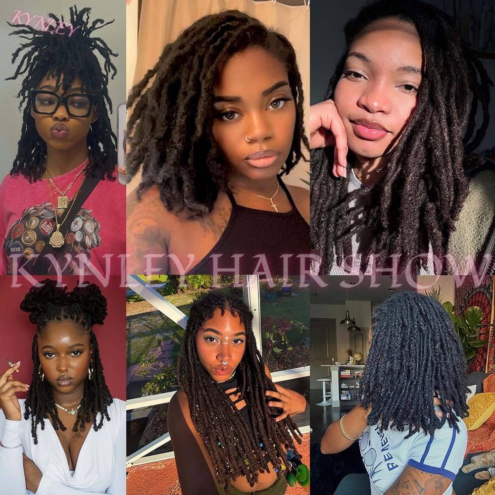 0.4cm & 0.6cm Width, 4-14 Inches10, 30, 60, 100 Strands Options 100% Real Human Hair Dreadlock Extensions for Men/Women/Kids, Handmade Permanent Loc Extension Bundles (0.4cm, 8inches, 60Strands)