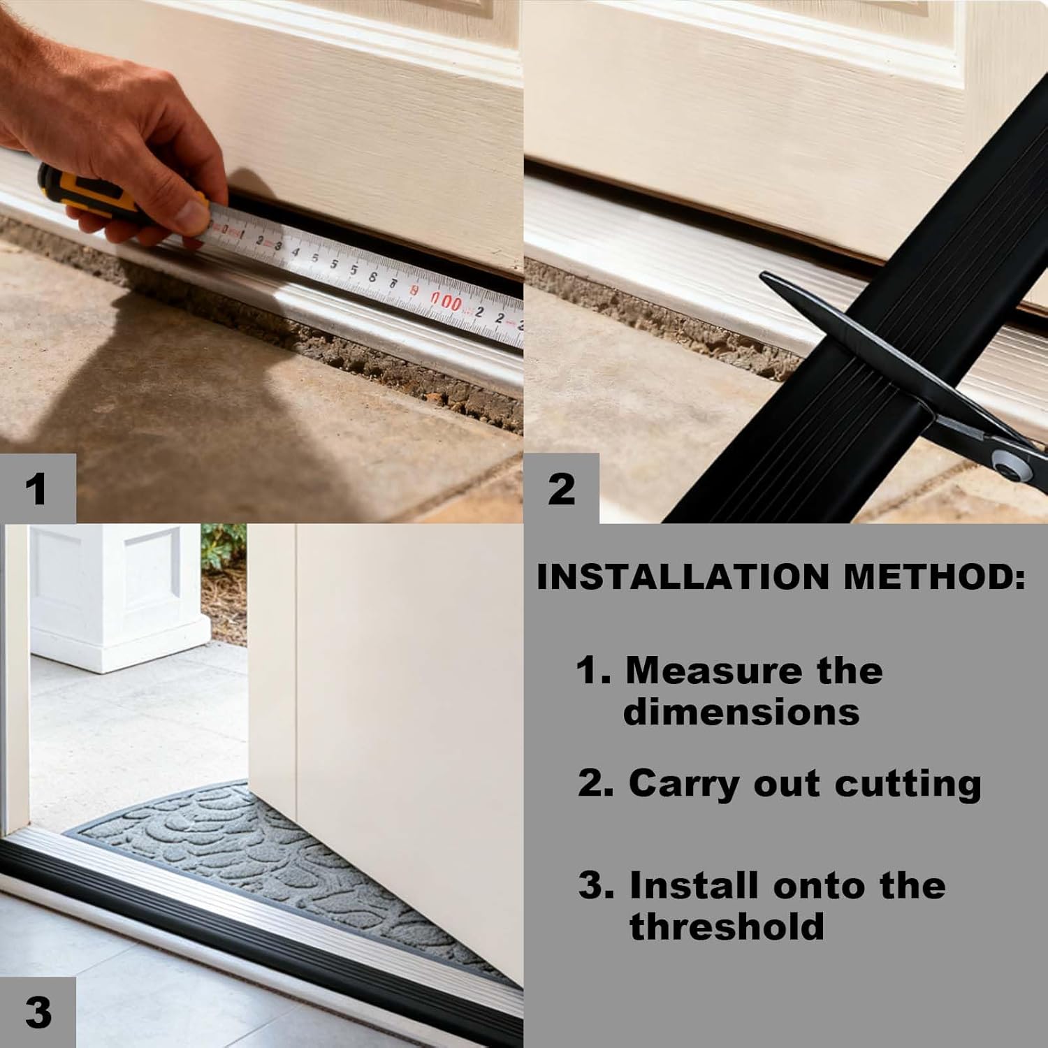 Door Threshold Vinyl Seal Replacement - Bryxium 2 Pcs 36 Inch Adjustable Aluminum Exterior Doors Thresholds Strip, Under Door Weather Stripping, Front Doorways Sill Insert