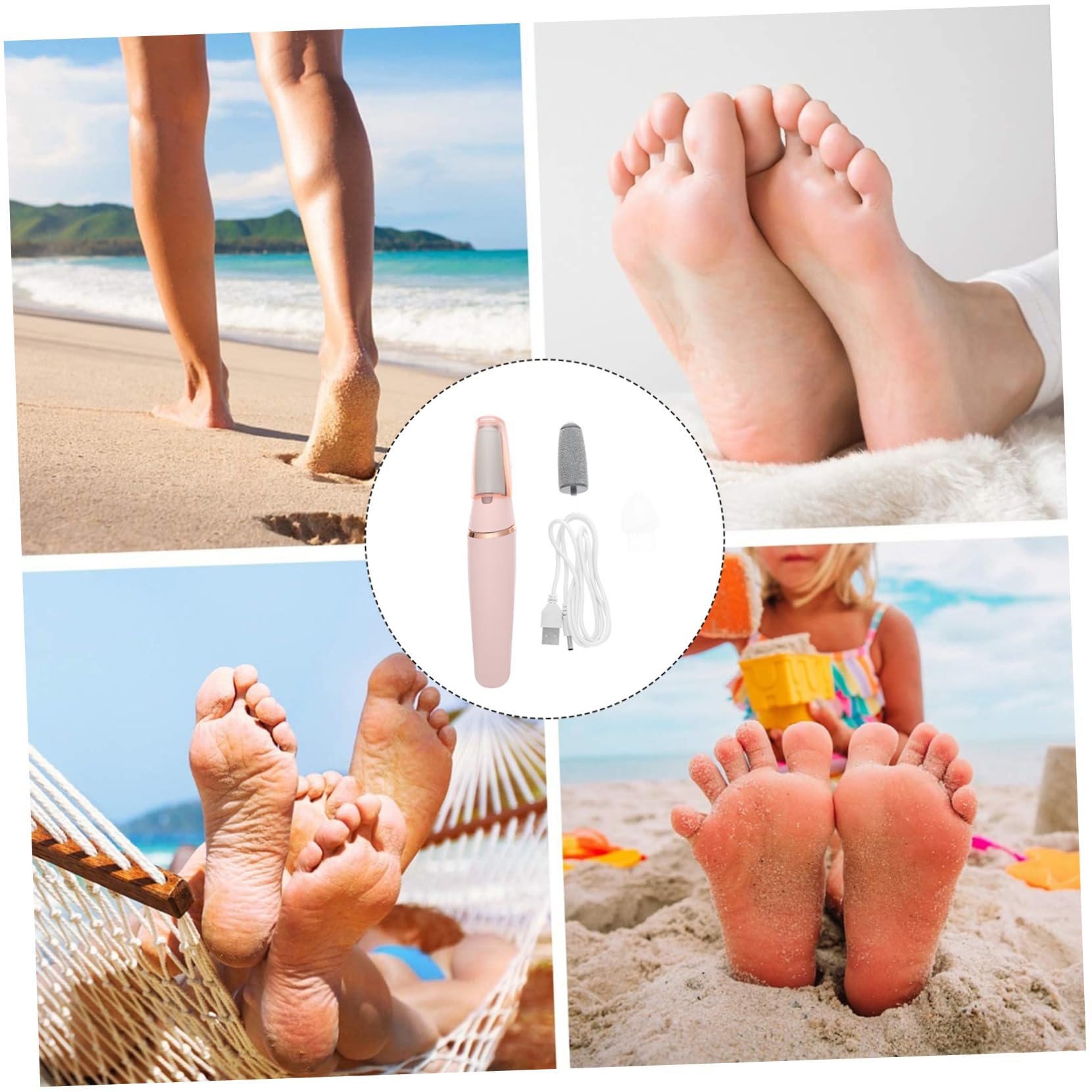 VICASKY Raspa Elettrica per Piedi, Rimuovi Calli e Pelle Morta, Portatile e Leggera in Abs, per Pedicure a Casa in Viaggio