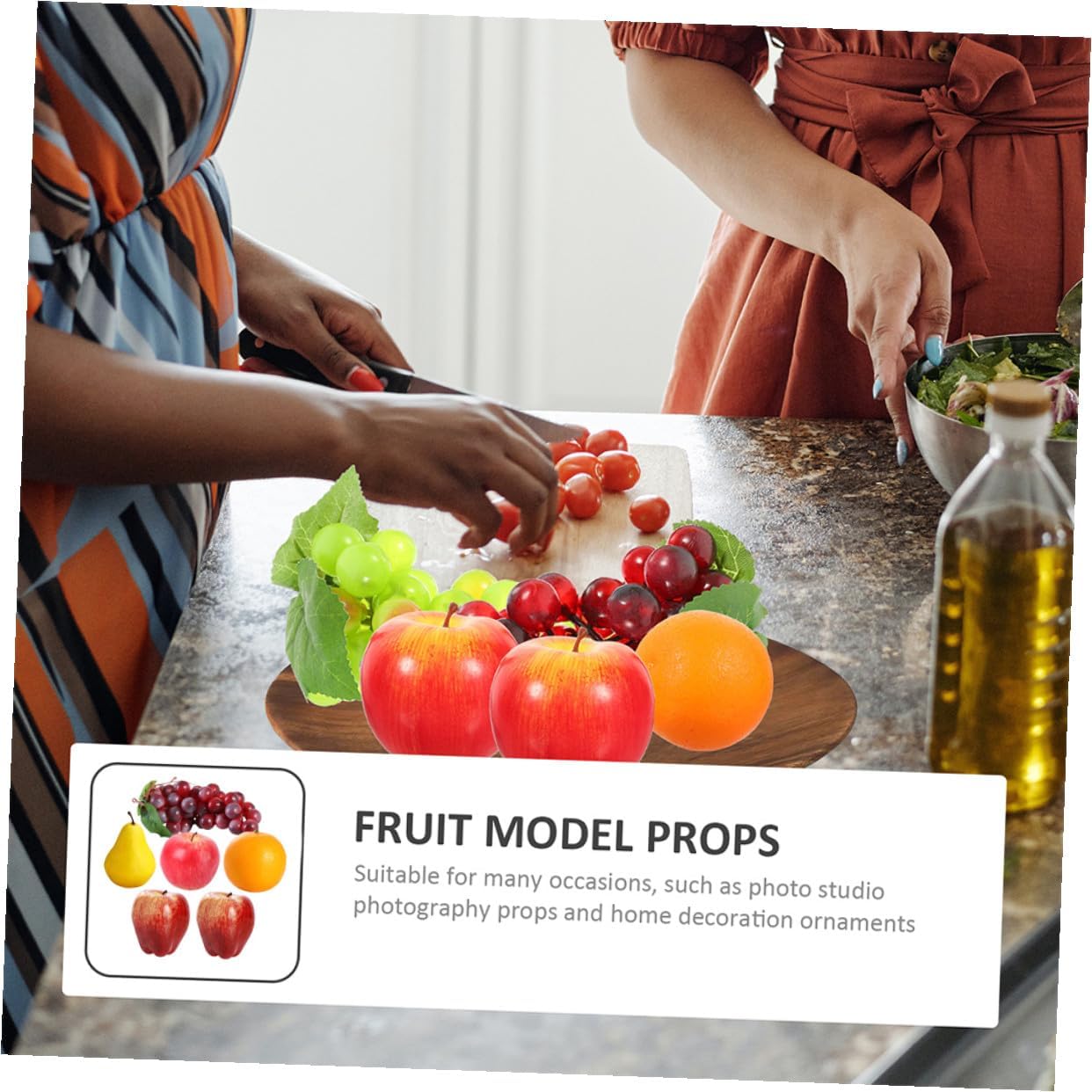 Holibanna 6pcs Artificial Fruit Model Set – Lifelike Simulation Fruits Including Red, Golden Pear, Orange, and Grape – Foam Material Home Décor for Kitchen, Table, and Photography Props