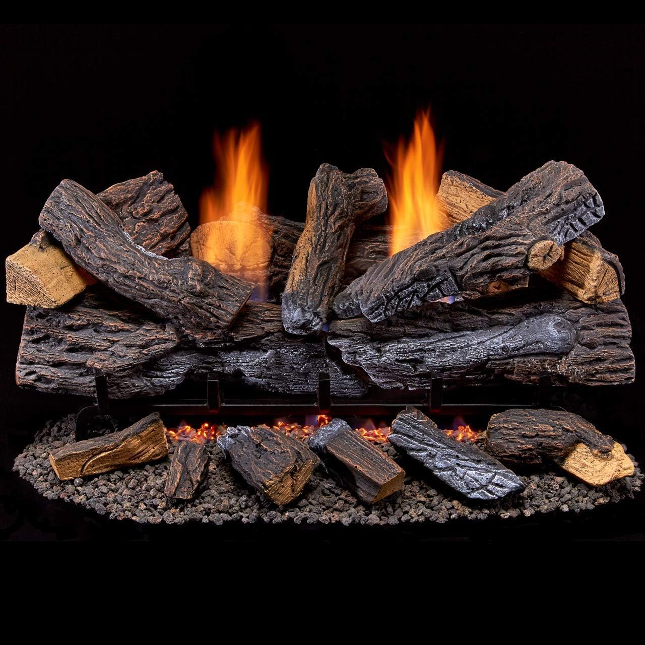 Amazon.com: Duluth Forge Ventless Dual Fuel Gas Log Set - 30 in. Berkshire  Stacked Oak - Remote Control : Home u0026 Kitchen