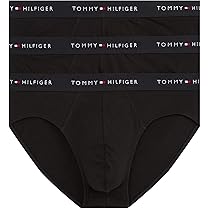 Tommy Hilfiger Uomo Slip Hipster Confezione da 3 con Fascia con Logo, Nero (Blk, Blk, Blk), L
