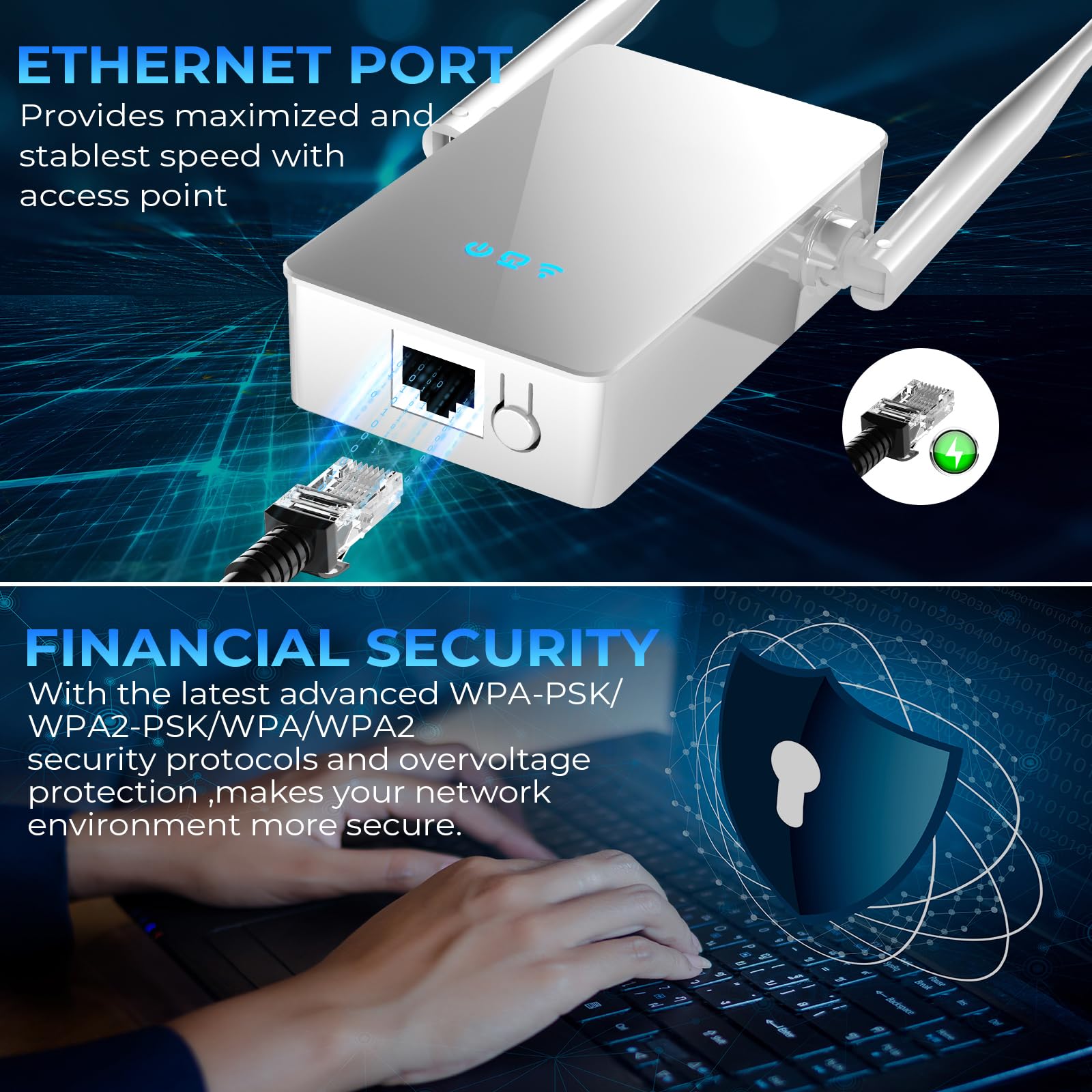 2026 WiFi Extender Signal Booster, New Gen Internet Booster for Home, 4X Faster, Covers up to 10,000 sq.ft, Wi-Fi Repeater with Ethernet Port, Wireless Long Range Amplifier, Easy Setup (White) — view 5