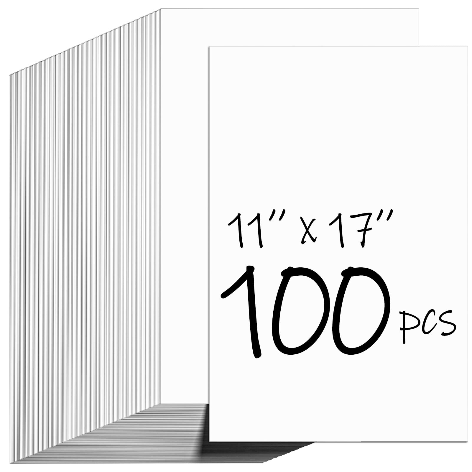 CreGear 100 Sheets White Cardstock 11x17, Cover Cardstock 92lb/250gsm for Invitations, Thick Paper Cardstock for Crafts, Printer Cardstock Paper for Menus, Business Cards, Posters
