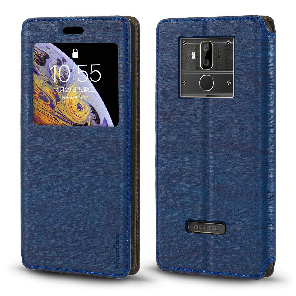 Oukitel K7 Case, Wood Grain Leather Case with Card Holder and Window, Magnetic Flip Cover for Oukitel K7 Pro