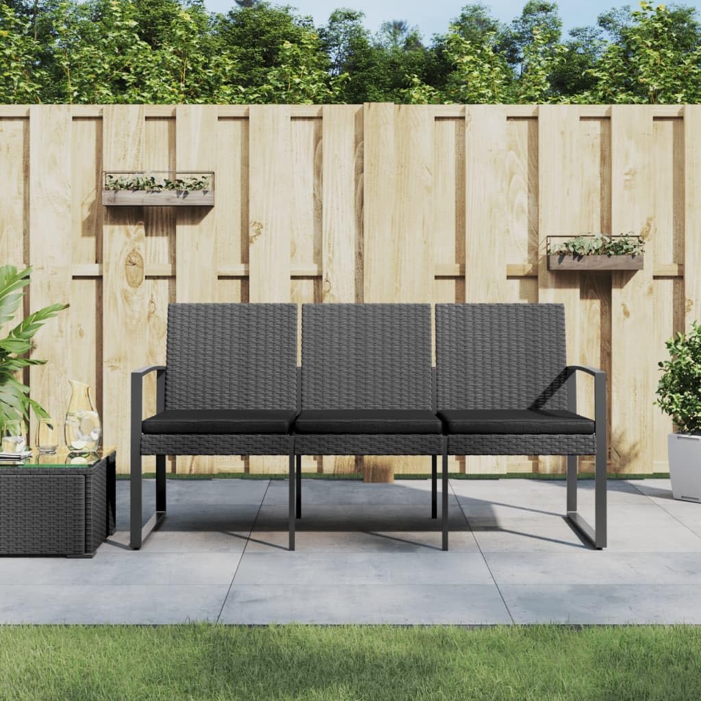 3-Seater Garden Bench Dark Grey and Anthracite,3Seat Modern Garden Bench for Outdoor Patio, Durable Steel Frame with Comfy Cushions Patio Furniture