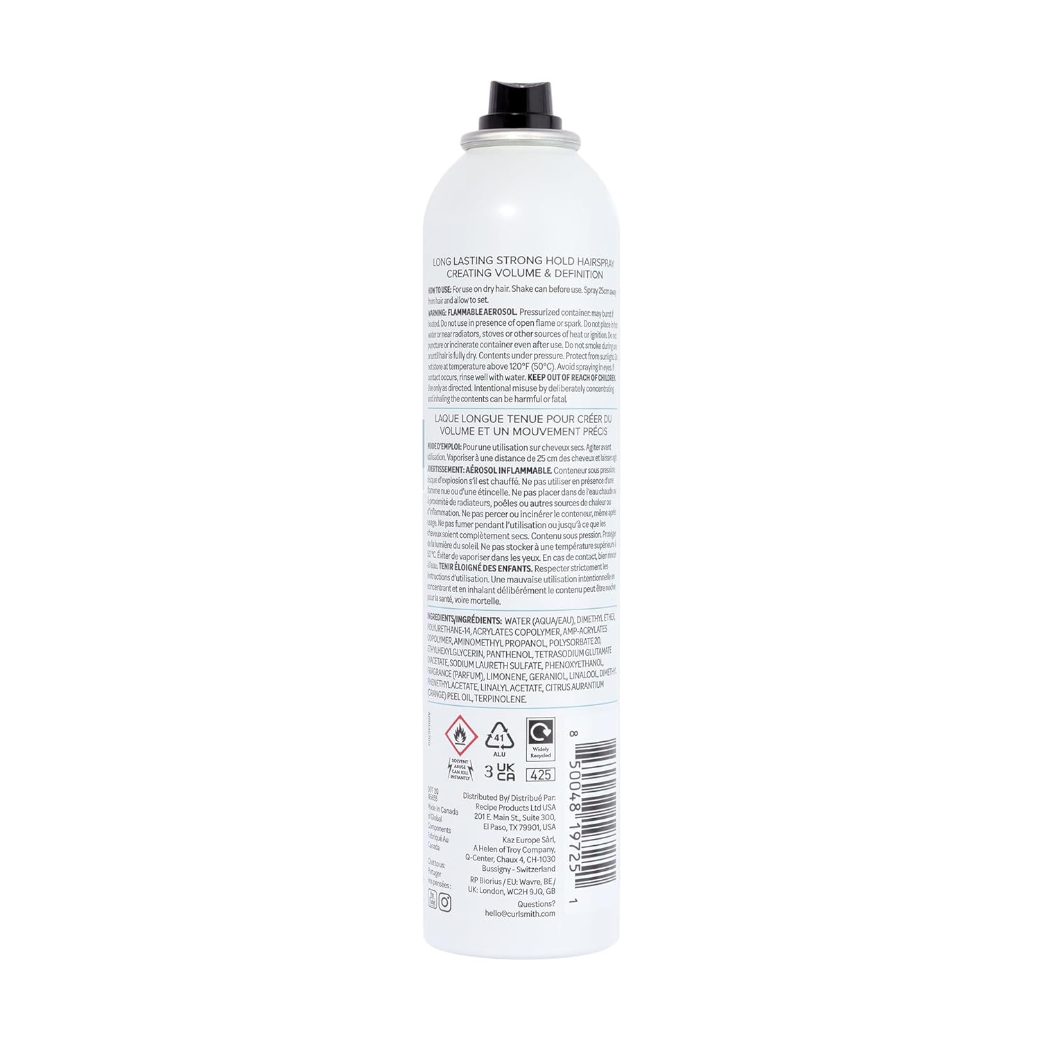 Curlsmith Flawless Hairspray - Strong Hold for Curls, Humidity-Resistant, Frizz Control, Long-Lasting Hold Spray for Curly Hair, For All Curl Types, Vegan & Cruelty Free (10 oz)