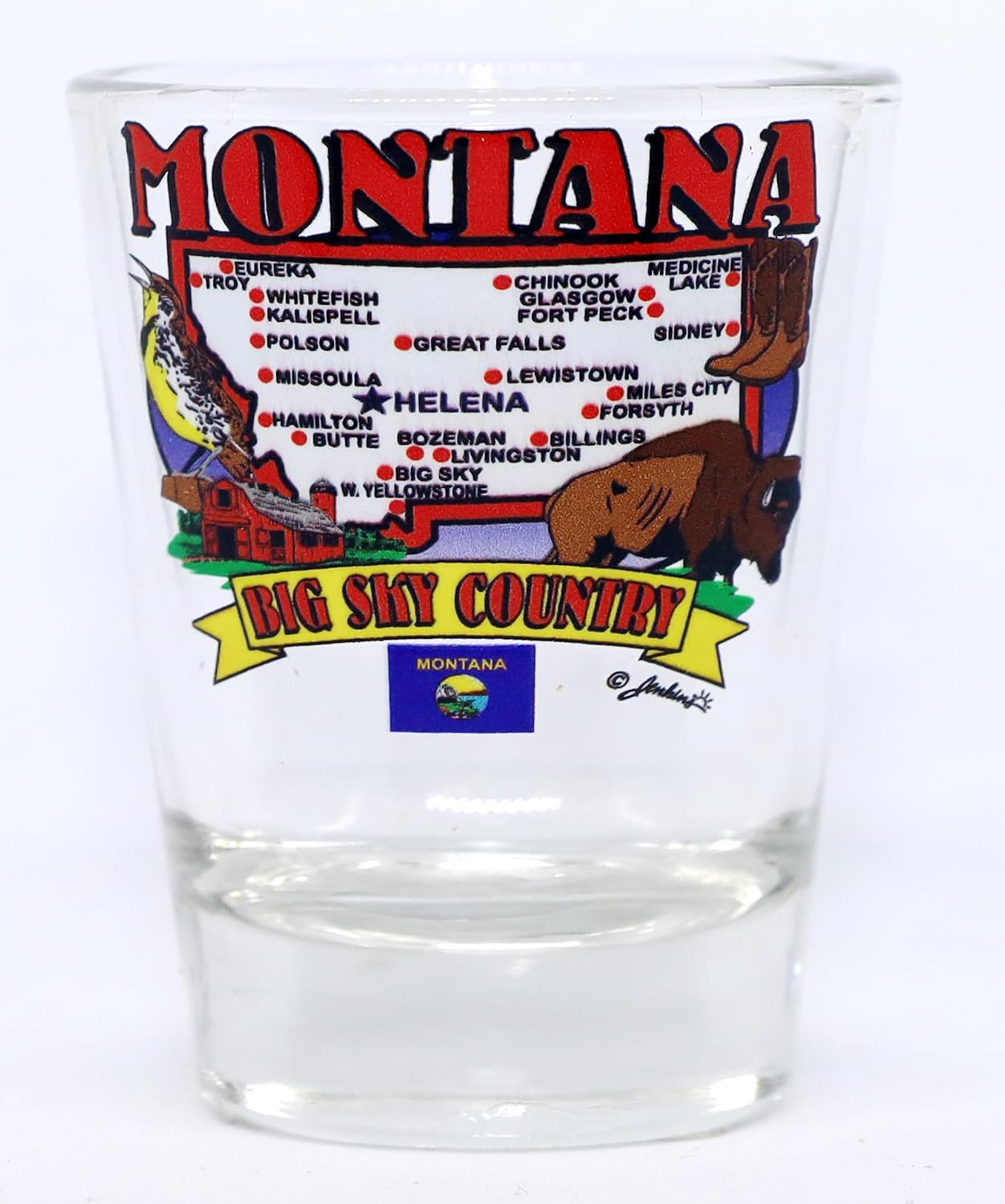 World By Shotglass Montana United States USA Souvenir Boxed Shot Glass Set (Set of 6)