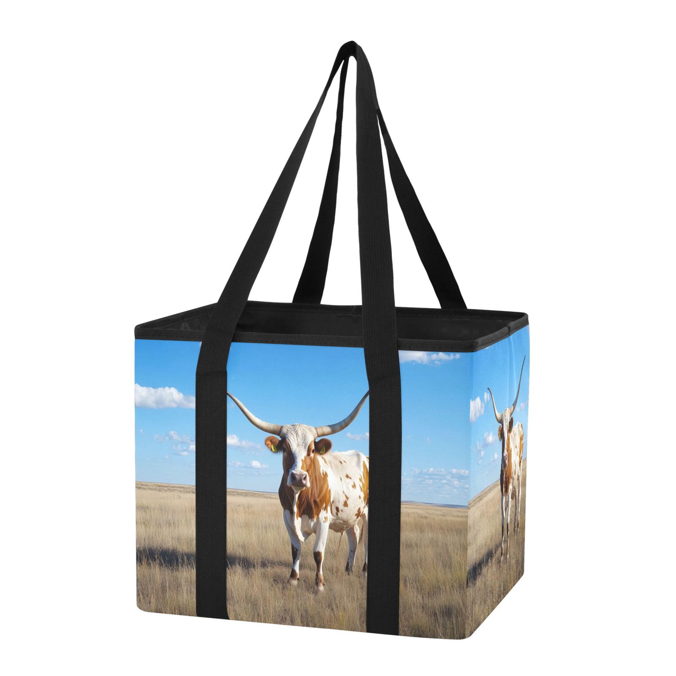 Kutsu Car Trunk Organizer Cow in Plains Collapsible Storage Organizers Oxford Car Storage Bin with Reinforced Handles, Non-slip Universal Fit SUV Truck Van, 1 Pack