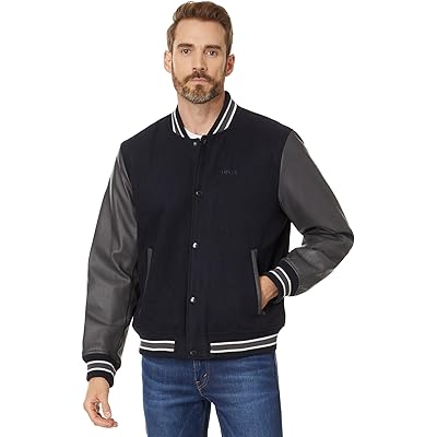 Levis Wool Blend Mixed Media Varsity Jacket navy body/grey sleeves
