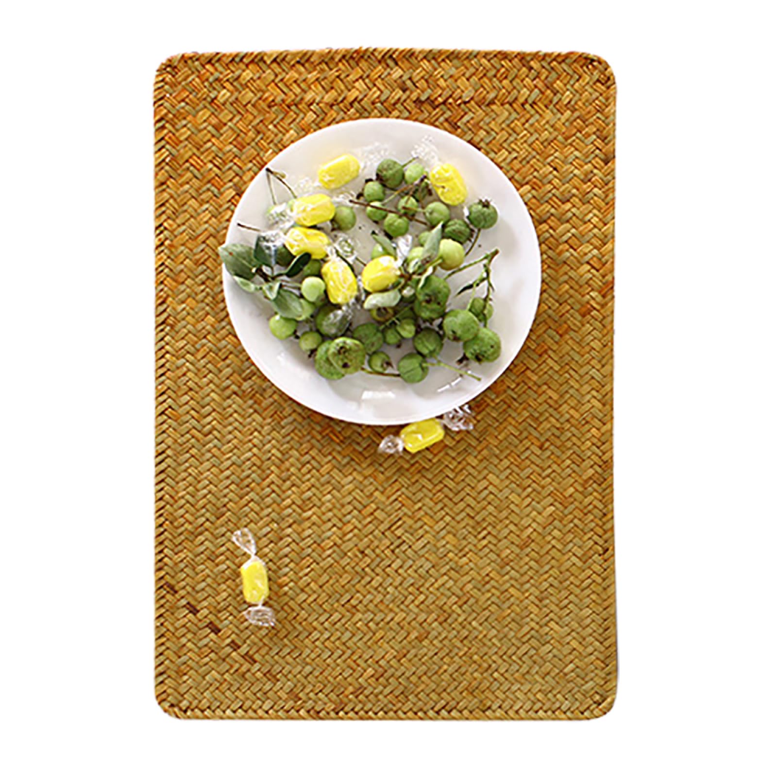 GrassWoven Placemat, Grass Placemats Rectangular Farmhouse 45x30cm 1/4/6/8 Pcs(6pcs)