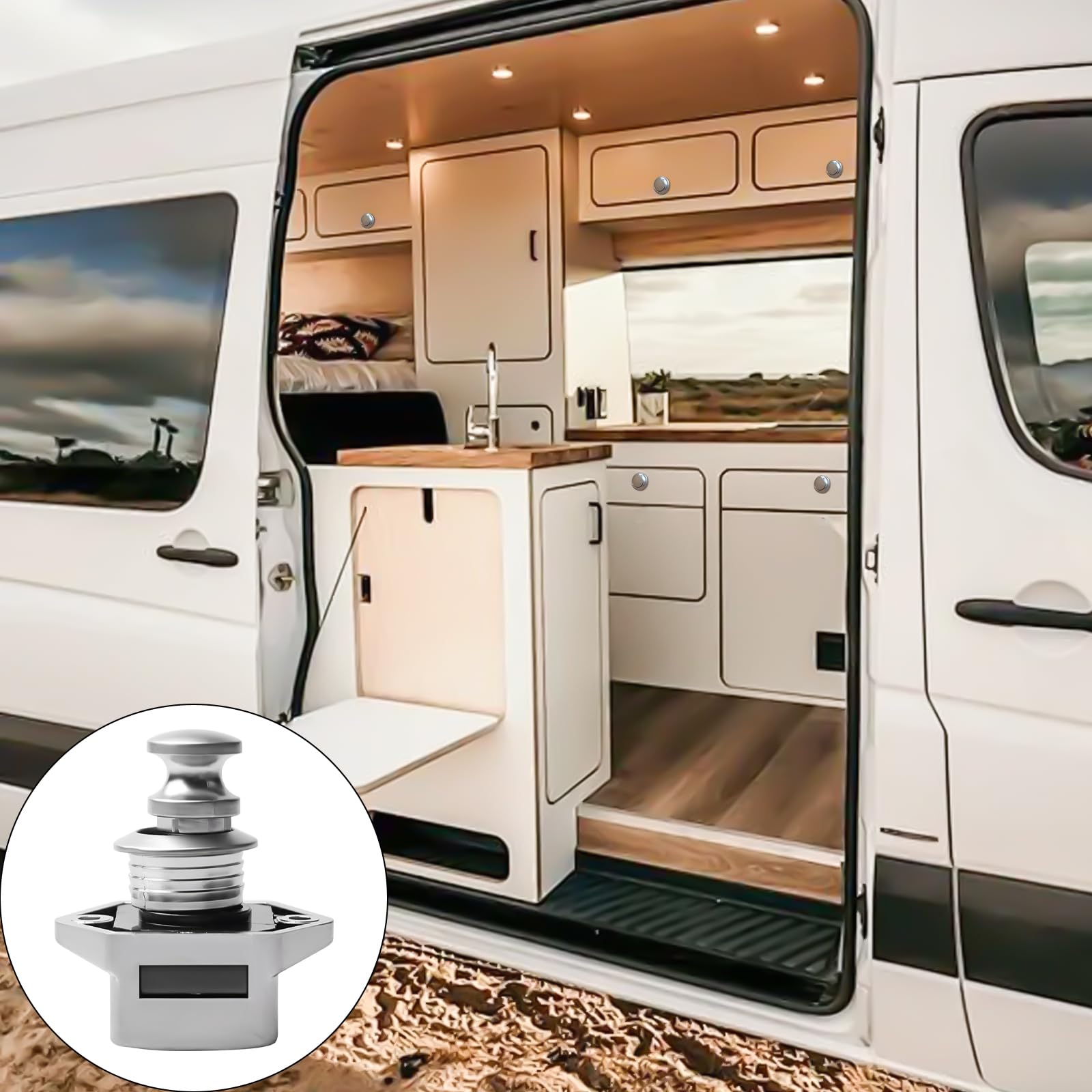 6 Stück Push Button Catch, Push Lock Schloss Wohnmobil, Keyless-Schrank Lock Catch, Druckknopfverriegelung Wohnwagen, Keyless Locks, Druckknopf Verriegelung für Wohnmobil, Wohnwagen, Camper, Yacht