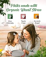 Vista 4 de GREENDISH Juego de platos de paja de trigo, 4 platos de plástico reutilizables irrompibles de paja de trigo, platos llanos Platos profundos