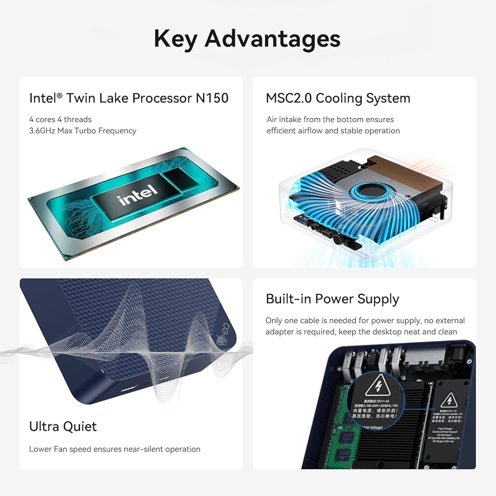 Beelink EQ12 ⑥ Beelink Mini-PC, EQ12 Intel 12th Gen N100 (up to 3.4GHz) 4C