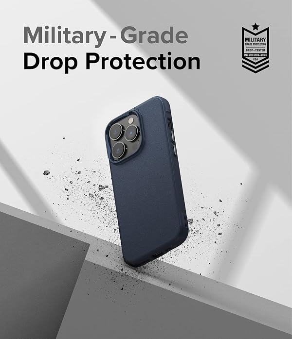 Ringke Onyx [Anti-Fingerprint Technology] Compatible with iPhone 14 Pro Case 6.1 Inches, Shockproof Rugged Heavy Duty Non-Slip Flexible Smudge Proof Cover - Navy by Ringke - Image 5