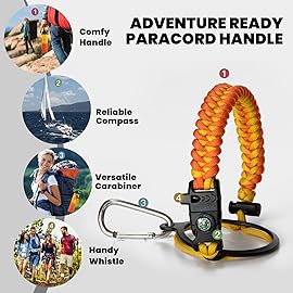 RAYMYLO Insulated Water Bottle 24oz, Triple Wall Vacuum Stainless Steel (Cold for 48 Hrs, Hot for 24Hrs), Leak Proof & Non-BPA, 24oz Hydro Water Flask with Paracord Handle & Straw Spout Lids