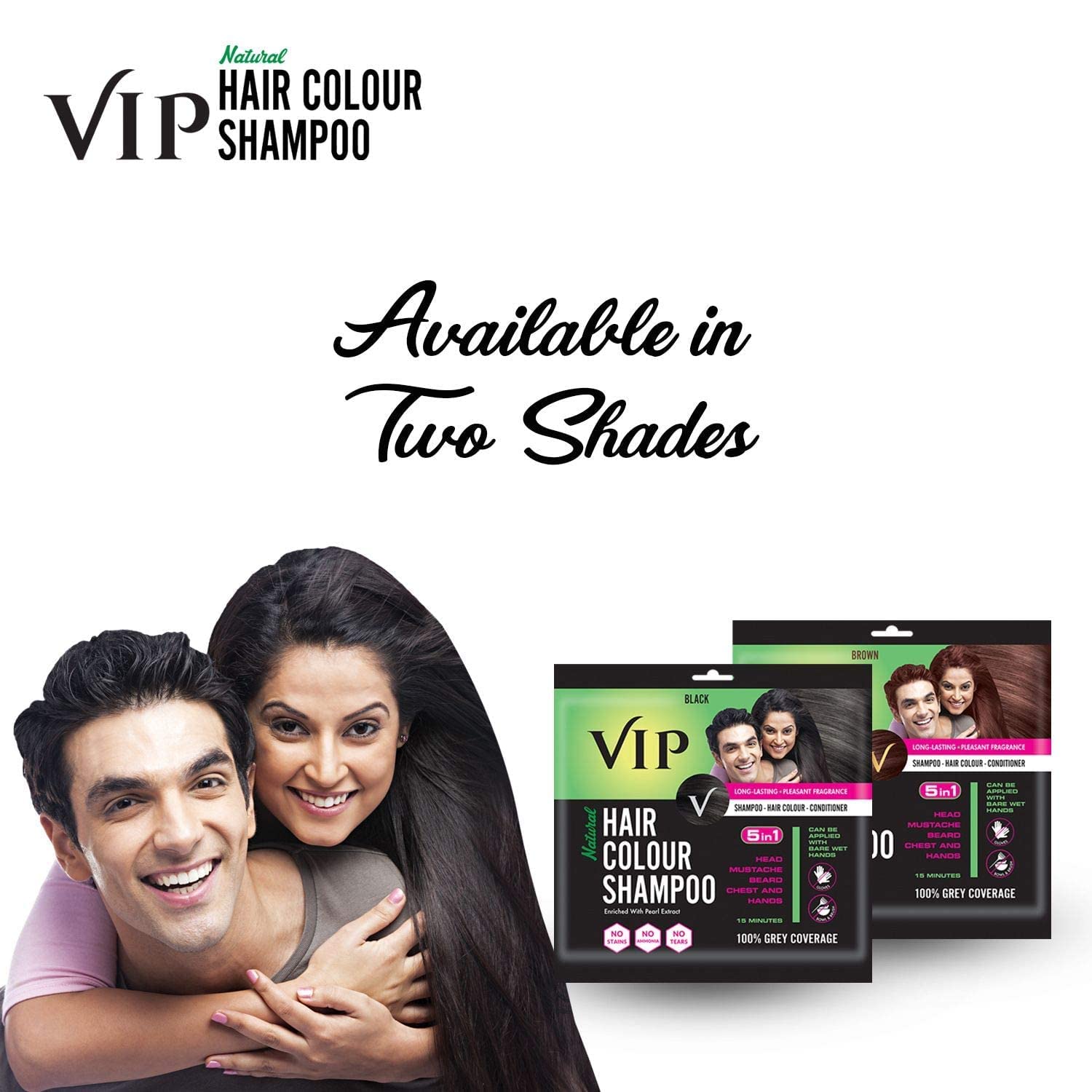 Buy VIP HAIR COLOUR SHAMPOO Men's Black Hair Color for Beard, Moustache