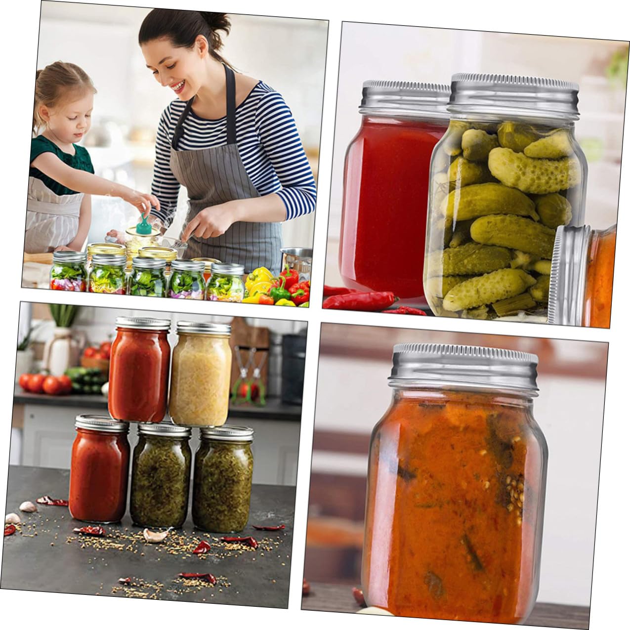 Glasbehälter 1 Satz 4 Stück mit Deckel aus Glas für Salat und Früchte