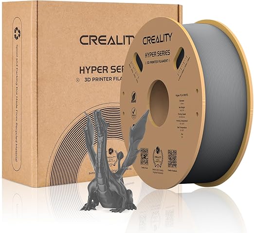 Creality Hyper 3D Printer PLA Gray Filament High Speed Printing 1.75mm 2.2lbs Spool ±0.03mm Dimensional Accuracy Flow Durable Resistant Smooth for Ender 3 v3 Plus KE K1 Max K1C 3D Printers