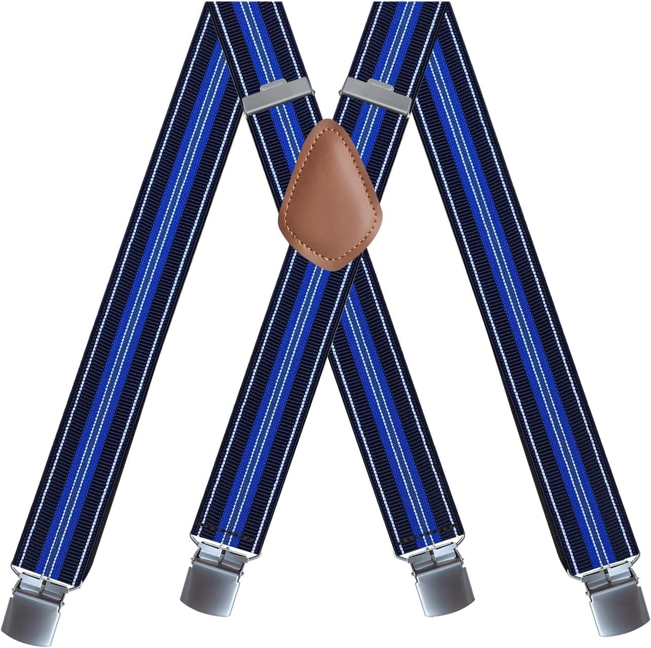 KANDUO Men's Suspenders X Back with Extra Heavy Clips Adjustable Braces for Men Suspender (Color : Stripe J, Size : One Size)