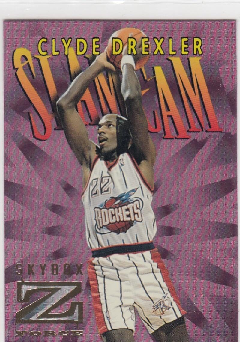Basketball Trading Card 1996-97 SkyBox Z-Force Slam Cam #SC1 Clyde Drexler EX++ Excellent++ Rockets
