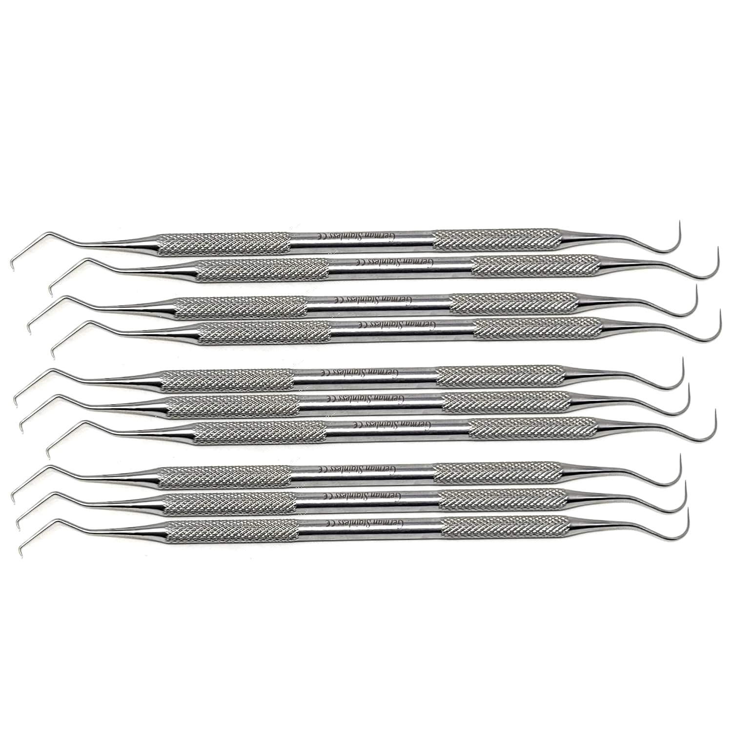 Dental Explorer Double Ended Probe 17A/23 for Professional Teeth Cleaning Calculus Plaque & Tartar Remover - Made of Stainless Steel for Oral Care with Knurled Handle, Double Ended Pick (10)