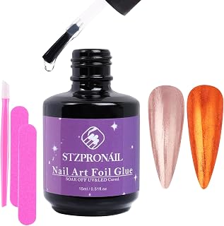 Nail Foil Transfer Gel for Nails 15ml Clear Nail Foil Glue for Foils Stickers Transfer Nail Art Glue Manicure DIY Strong Adhesion Soak Off UV Gel Required UV LED Lamp with Press Sticks