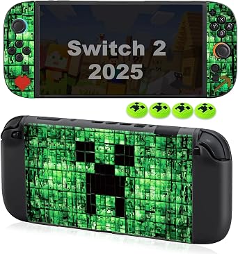 Protective Case for Nintendo Switch 2, Switch 2 Case & Thumb Grips Caps Soft Dockable Cases for Nintendo Switch2 Cases Shock-Absorbent & Anti-Scratch Switch2 Cover Slim Shell & 4 Pcs Joystick Cover