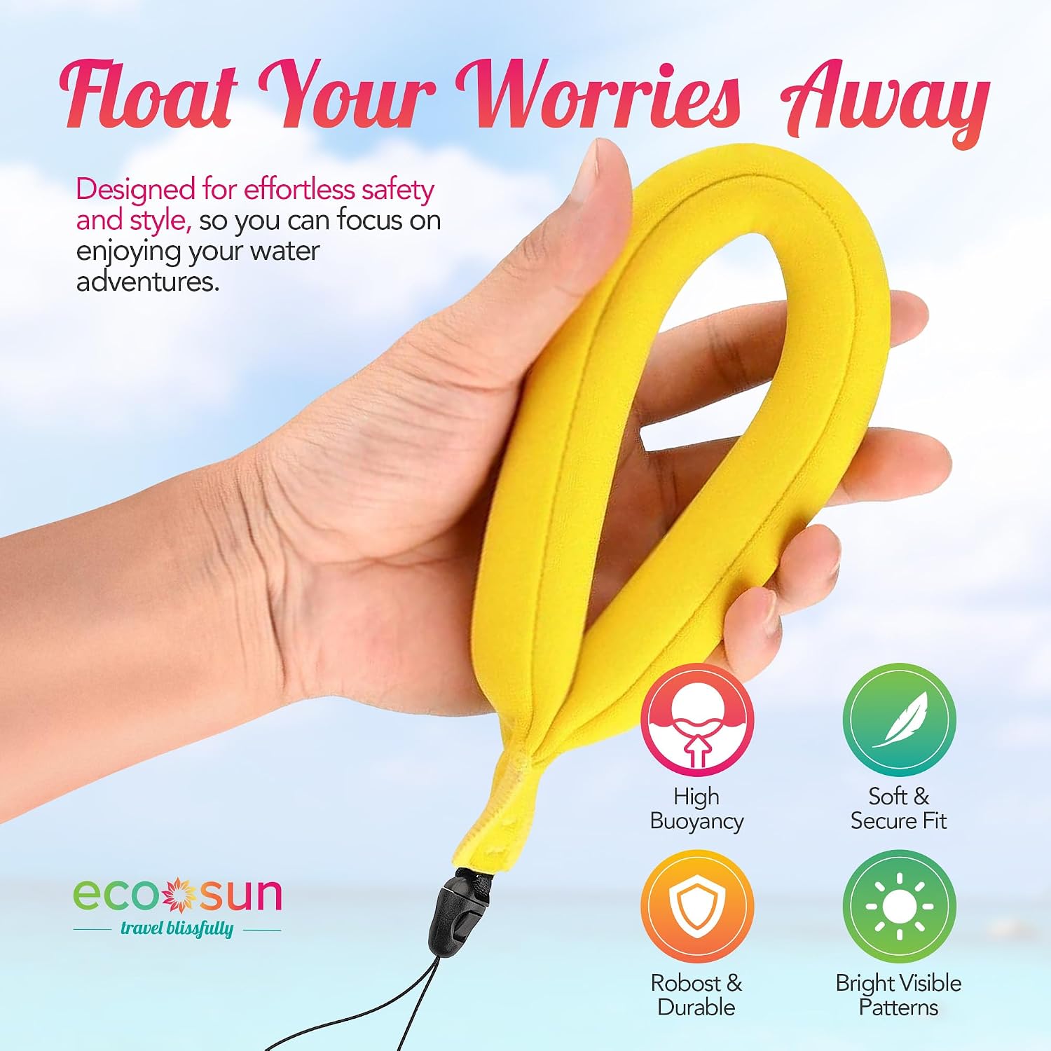 Eco Sun Floating Wrist Strap (2-pack) – Suitable For All Phones (incl. 17 Pro Max), GoPros, Cameras – Floats Up To 0.55 lbs