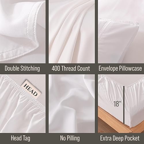 Miniatura 10 de Sábanas para cama de tamaño queen  hechas de bambú 100% orgánico, ultra suave, refrescantes para personas que tienen calor al dormir, absorben la