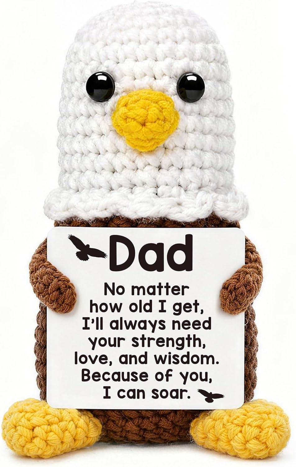 Gift for Dad from Daughter Son Wife Funny Handmade Crochet Bald Eagle